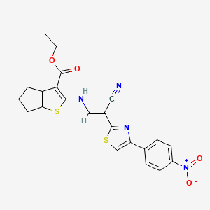 ethyl 2-[[(E)-2-cyano-2-[4-(4-nitrophenyl)-1,3-thiazol-2-yl]ethenyl]amino]-5,6-dihydro-4H-cyclopenta[b]thiophene-3-carboxylate