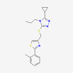 molecular formula C19H22N4S2 B4784823 4-{[(5-CYCLOPROPYL-4-PROPYL-4H-1,2,4-TRIAZOL-3-YL)SULFANYL]METHYL}-2-(2-METHYLPHENYL)-1,3-THIAZOLE 