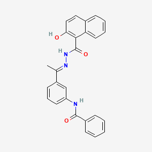 N-{3-[N-(2-hydroxy-1-naphthoyl)ethanehydrazonoyl]phenyl}benzamide