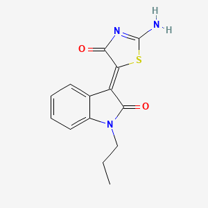 molecular formula C14H13N3O2S B4784903 3-(2-imino-4-oxo-1,3-thiazolidin-5-ylidene)-1-propyl-1,3-dihydro-2H-indol-2-one 