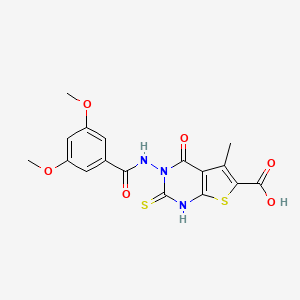 3-[(3,5-dimethoxybenzoyl)amino]-2-mercapto-5-methyl-4-oxo-3,4-dihydrothieno[2,3-d]pyrimidine-6-carboxylic acid