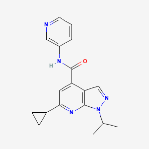 molecular formula C18H19N5O B4784948 6-cyclopropyl-1-(propan-2-yl)-N-(pyridin-3-yl)-1H-pyrazolo[3,4-b]pyridine-4-carboxamide 