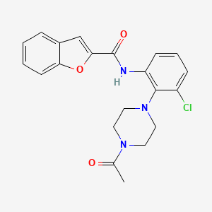 molecular formula C21H20ClN3O3 B4785047 N-[2-(4-acetyl-1-piperazinyl)-3-chlorophenyl]-1-benzofuran-2-carboxamide 