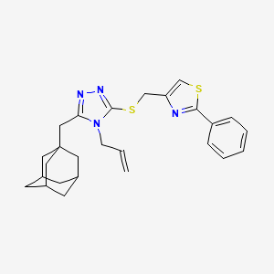 molecular formula C26H30N4S2 B4785078 3-(1-adamantylmethyl)-4-allyl-5-{[(2-phenyl-1,3-thiazol-4-yl)methyl]thio}-4H-1,2,4-triazole 