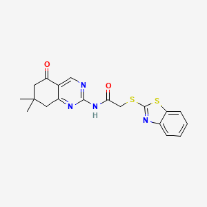 2-(1,3-benzothiazol-2-ylsulfanyl)-N-(7,7-dimethyl-5-oxo-5,6,7,8-tetrahydroquinazolin-2-yl)acetamide