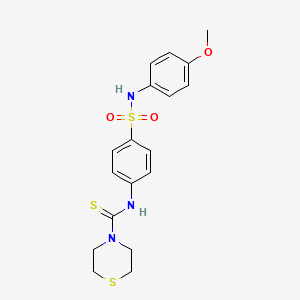 molecular formula C18H21N3O3S3 B4785172 N-(4-{[(4-methoxyphenyl)amino]sulfonyl}phenyl)-4-thiomorpholinecarbothioamide 