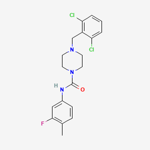 molecular formula C19H20Cl2FN3O B4785258 4-(2,6-dichlorobenzyl)-N-(3-fluoro-4-methylphenyl)-1-piperazinecarboxamide 