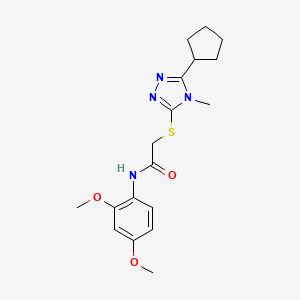 molecular formula C18H24N4O3S B4785317 2-[(5-cyclopentyl-4-methyl-4H-1,2,4-triazol-3-yl)thio]-N-(2,4-dimethoxyphenyl)acetamide 