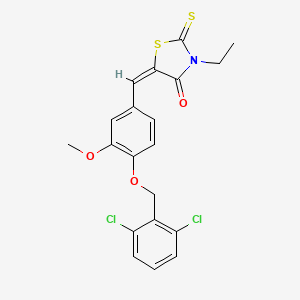 (5E)-5-{4-[(2,6-dichlorobenzyl)oxy]-3-methoxybenzylidene}-3-ethyl-2-thioxo-1,3-thiazolidin-4-one