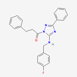 molecular formula C24H21FN4O B4785370 N-(4-fluorobenzyl)-3-phenyl-1-(3-phenylpropanoyl)-1H-1,2,4-triazol-5-amine 