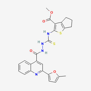 methyl 2-{[(2-{[2-(5-methyl-2-furyl)-4-quinolinyl]carbonyl}hydrazino)carbonothioyl]amino}-5,6-dihydro-4H-cyclopenta[b]thiophene-3-carboxylate