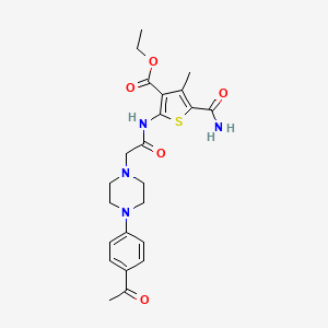 ethyl 2-({[4-(4-acetylphenyl)-1-piperazinyl]acetyl}amino)-5-(aminocarbonyl)-4-methyl-3-thiophenecarboxylate