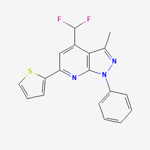 molecular formula C18H13F2N3S B4785427 4-(difluoromethyl)-3-methyl-1-phenyl-6-(2-thienyl)-1H-pyrazolo[3,4-b]pyridine 