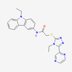 N-(9-ethyl-9H-carbazol-3-yl)-2-{[4-ethyl-5-(2-pyrazinyl)-4H-1,2,4-triazol-3-yl]thio}acetamide