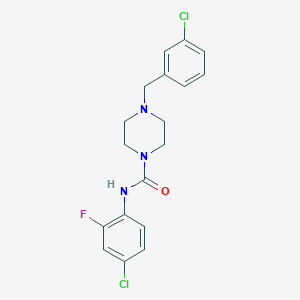 molecular formula C18H18Cl2FN3O B4785507 4-(3-chlorobenzyl)-N-(4-chloro-2-fluorophenyl)-1-piperazinecarboxamide 