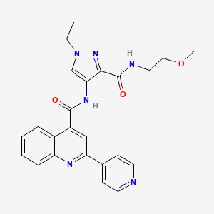 molecular formula C24H24N6O3 B4785521 N-(1-ethyl-3-{[(2-methoxyethyl)amino]carbonyl}-1H-pyrazol-4-yl)-2-(4-pyridinyl)-4-quinolinecarboxamide 