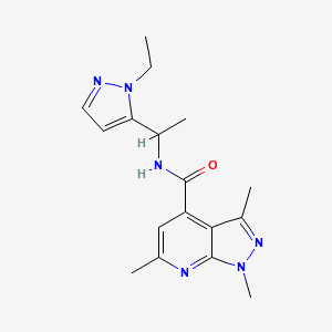 molecular formula C17H22N6O B4785522 N-[1-(1-ethyl-1H-pyrazol-5-yl)ethyl]-1,3,6-trimethyl-1H-pyrazolo[3,4-b]pyridine-4-carboxamide 