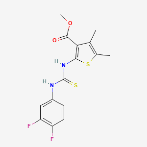 molecular formula C15H14F2N2O2S2 B4785570 methyl 2-({[(3,4-difluorophenyl)amino]carbonothioyl}amino)-4,5-dimethyl-3-thiophenecarboxylate 