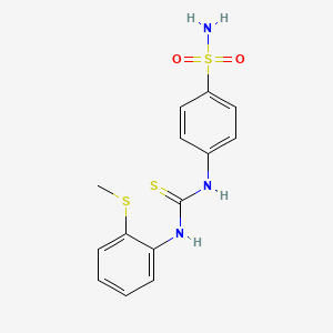 molecular formula C14H15N3O2S3 B4785637 4-[({[2-(methylthio)phenyl]amino}carbonothioyl)amino]benzenesulfonamide 