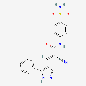 N-[4-(aminosulfonyl)phenyl]-2-cyano-3-(3-phenyl-1H-pyrazol-4-yl)acrylamide