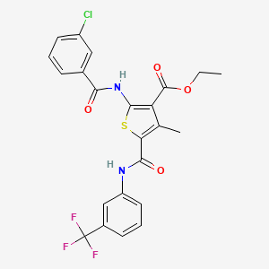 molecular formula C23H18ClF3N2O4S B4785714 ethyl 2-[(3-chlorobenzoyl)amino]-4-methyl-5-({[3-(trifluoromethyl)phenyl]amino}carbonyl)-3-thiophenecarboxylate 