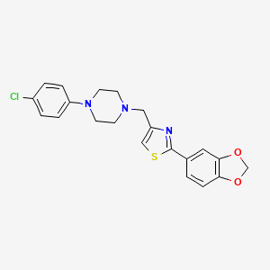 2-(1,3-BENZODIOXOL-5-YL)-4-{[4-(4-CHLOROPHENYL)PIPERAZINO]METHYL}-1,3-THIAZOLE