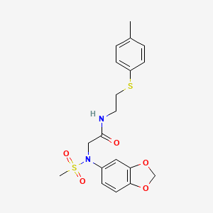 molecular formula C19H22N2O5S2 B4785781 N~2~-1,3-benzodioxol-5-yl-N~1~-{2-[(4-methylphenyl)thio]ethyl}-N~2~-(methylsulfonyl)glycinamide 