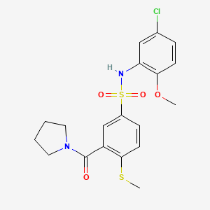 N-(5-chloro-2-methoxyphenyl)-4-(methylthio)-3-(1-pyrrolidinylcarbonyl)benzenesulfonamide