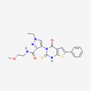 1-ethyl-4-(2-mercapto-4-oxo-6-phenylthieno[2,3-d]pyrimidin-3(4H)-yl)-N-(2-methoxyethyl)-1H-pyrazole-3-carboxamide