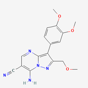 molecular formula C17H17N5O3 B4785897 7-amino-3-(3,4-dimethoxyphenyl)-2-(methoxymethyl)pyrazolo[1,5-a]pyrimidine-6-carbonitrile 