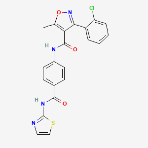 molecular formula C21H15ClN4O3S B4786021 3-(2-chlorophenyl)-5-methyl-N-{4-[(1,3-thiazol-2-ylamino)carbonyl]phenyl}-4-isoxazolecarboxamide 