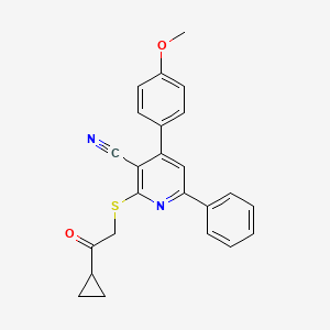 2-[(2-cyclopropyl-2-oxoethyl)thio]-4-(4-methoxyphenyl)-6-phenylnicotinonitrile