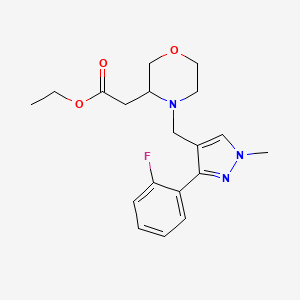 ethyl (4-{[3-(2-fluorophenyl)-1-methyl-1H-pyrazol-4-yl]methyl}-3-morpholinyl)acetate