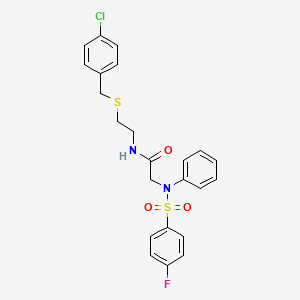 molecular formula C23H22ClFN2O3S2 B4786212 N~1~-{2-[(4-chlorobenzyl)thio]ethyl}-N~2~-[(4-fluorophenyl)sulfonyl]-N~2~-phenylglycinamide 