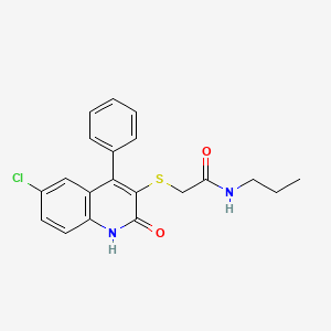 molecular formula C20H19ClN2O2S B4786243 2-[(6-chloro-2-oxo-4-phenyl-1,2-dihydro-3-quinolinyl)thio]-N-propylacetamide 