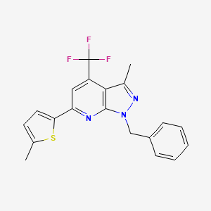 molecular formula C20H16F3N3S B4786256 1-benzyl-3-methyl-6-(5-methyl-2-thienyl)-4-(trifluoromethyl)-1H-pyrazolo[3,4-b]pyridine 