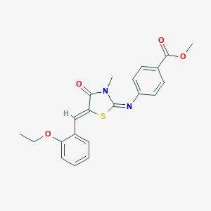 molecular formula C21H20N2O4S B478627 Methyl 4-{[5-(2-ethoxybenzylidene)-3-methyl-4-oxo-1,3-thiazolidin-2-ylidene]amino}benzoate CAS No. 443874-82-6