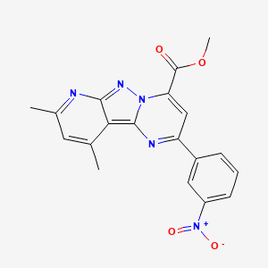 molecular formula C19H15N5O4 B4786288 methyl 11,13-dimethyl-4-(3-nitrophenyl)-3,7,8,10-tetrazatricyclo[7.4.0.02,7]trideca-1,3,5,8,10,12-hexaene-6-carboxylate 