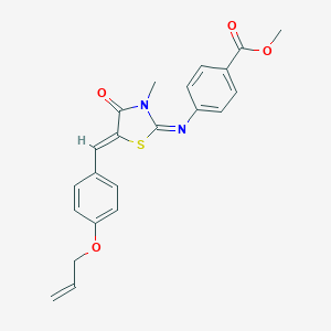 molecular formula C22H20N2O4S B478634 Methyl 4-({5-[4-(allyloxy)benzylidene]-3-methyl-4-oxo-1,3-thiazolidin-2-ylidene}amino)benzoate CAS No. 497835-46-8