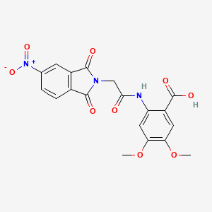 molecular formula C19H15N3O9 B4786431 4,5-dimethoxy-2-{[(5-nitro-1,3-dioxo-1,3-dihydro-2H-isoindol-2-yl)acetyl]amino}benzoic acid 