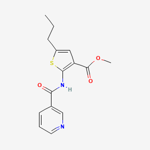 molecular formula C15H16N2O3S B4786436 methyl 5-propyl-2-[(3-pyridinylcarbonyl)amino]-3-thiophenecarboxylate 