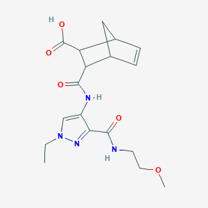 molecular formula C18H24N4O5 B4786471 3-{[(1-ethyl-3-{[(2-methoxyethyl)amino]carbonyl}-1H-pyrazol-4-yl)amino]carbonyl}bicyclo[2.2.1]hept-5-ene-2-carboxylic acid 