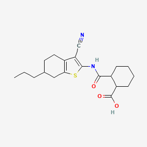 molecular formula C20H26N2O3S B4786565 2-[(3-Cyano-6-propyl-4,5,6,7-tetrahydro-1-benzothiophen-2-yl)carbamoyl]cyclohexanecarboxylic acid 