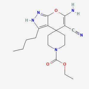 molecular formula C18H25N5O3 B4786567 ethyl 6'-amino-3'-butyl-5'-cyano-1H,2'H-spiro[piperidine-4,4'-pyrano[2,3-c]pyrazole]-1-carboxylate 