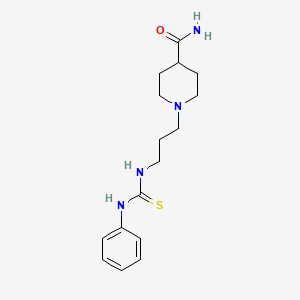 molecular formula C16H24N4OS B4786589 1-{3-[(anilinocarbonothioyl)amino]propyl}-4-piperidinecarboxamide 