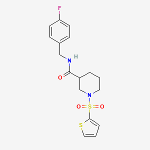 molecular formula C17H19FN2O3S2 B4786641 N-[(4-FLUOROPHENYL)METHYL]-1-(THIOPHENE-2-SULFONYL)PIPERIDINE-3-CARBOXAMIDE 