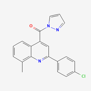 2-(4-CHLOROPHENYL)-8-METHYL-4-(1H-PYRAZOLE-1-CARBONYL)QUINOLINE