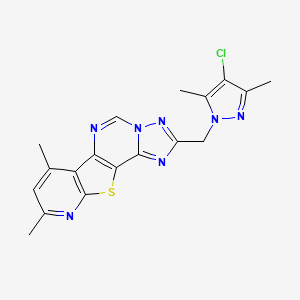 4-[(4-chloro-3,5-dimethylpyrazol-1-yl)methyl]-11,13-dimethyl-16-thia-3,5,6,8,14-pentazatetracyclo[7.7.0.02,6.010,15]hexadeca-1(9),2,4,7,10(15),11,13-heptaene