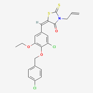 molecular formula C22H19Cl2NO3S2 B4786750 (5E)-5-{3-chloro-4-[(4-chlorobenzyl)oxy]-5-ethoxybenzylidene}-3-(prop-2-en-1-yl)-2-thioxo-1,3-thiazolidin-4-one 