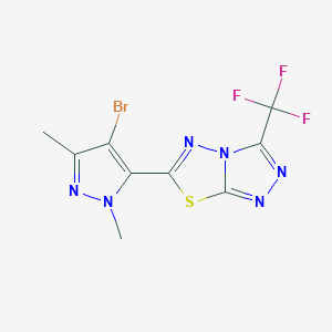 molecular formula C9H6BrF3N6S B4786962 6-(4-bromo-1,3-dimethyl-1H-pyrazol-5-yl)-3-(trifluoromethyl)[1,2,4]triazolo[3,4-b][1,3,4]thiadiazole 